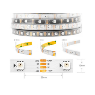 Fita LED ep&oacute;xi 12V WS2815 5050 RGB SMD branco 30 LEDs/m flex&iacute;vel 5 m IP65