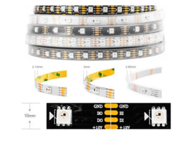 Fita LED ep&oacute;xi 12 V WS2815 RGB 5050 SMD preta 30 LEDs/m rolo 5 m flex&iacute;vel IP65 - Imagem 1