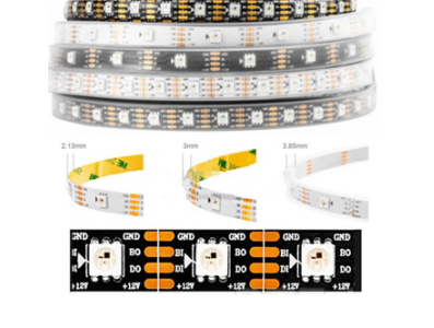 Fita LED SMD 5050 RGB WS2815 12V 60 LEDs/m Flex&iacute;vel 5 m Rolo N&atilde;o &agrave; prova d'&aacute;gua IP30 Preta - Imagem 1