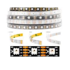 Fita LED 12V WS2815 RGB 5050 SMD 60 LEDs/m flex&iacute;vel 5 m rolo capa pl&aacute;stica preta IP67