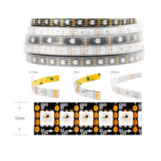 Fita LED flex&iacute;vel ep&oacute;xi 12V WS2815 RGB 5050 1 m 144 LEDs/m IP65 preta