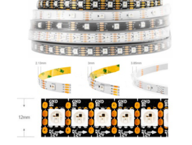 Fita LED flex&iacute;vel ep&oacute;xi 12V WS2815 RGB 5050 1 m 144 LEDs/m IP65 preta - Imagem 1