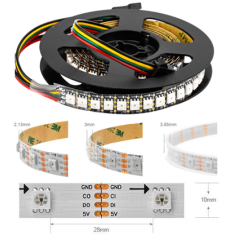 Fita LED RGB SMD 5050 5V SK9822 APA102C N&atilde;o &agrave; prova d'&aacute;gua 30 LEDs/m Flex&iacute;vel 5 m Rolo IP30