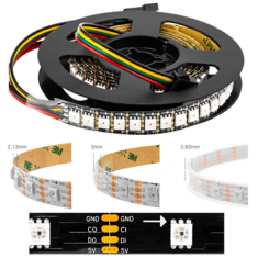 Fita LED ep&oacute;xi 5V SK9822/APA102C RGB5050 SMD preta 30 LEDs/m flex&iacute;vel 5 m/rolo IP65