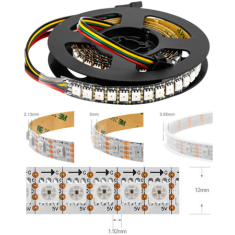 Fita LED SMD 1 m 144 LEDs/m RGB5050 SK9822 (APA102C) 5V Epoxy Flex&iacute;vel IP65 Branca
