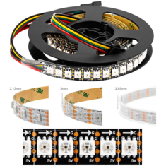 Fita LED Ep&oacute;xi 1m 5V SK9822 (APA102C) RGB5050 Flex&iacute;vel Preta SMD 144 LEDs/m IP65
