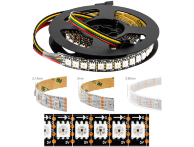 Fita LED SMD 5050 RGB 1 m 5V SK9822/APA102C 144 LEDs/m Flex&iacute;vel Preta com Capa Pl&aacute;stica IP67 - Imagem 1