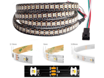 Fita LED flex&iacute;vel ep&oacute;xi 5V SK6812 RGBCW 5050 SMD preta 30 LEDs/m 5 m rolo IP65 - Imagem 1