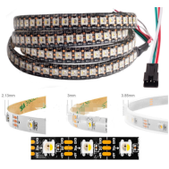 Fita LED SK6812 RGBCW 5050 SMD preta 5V 60 LEDs/m Flex&iacute;vel 5 m por rolo IP30, n&atilde;o &agrave; prova d'&aacute;gua