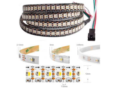 Fita LED 1 m 5V SK6812 RGBCW 5050 144 LEDs/m flex&iacute;vel com capa pl&aacute;stica branca IP67 - Imagem 1