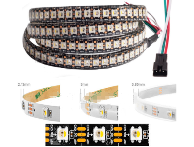 Fita LED ep&oacute;xi 5V SK6812 RGBWW 5050 SMD preta 60 LEDs/m flex&iacute;vel 5 m rolo IP65 - Imagem 1