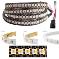 Fita LED SMD Ep&oacute;xi 5V SK6812 RGBWW 5050 Preta Flex&iacute;vel 1m 144 LEDs/m IP65
