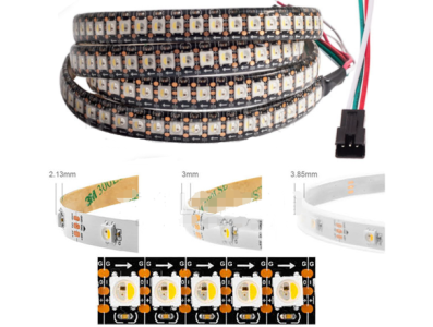 Fita LED 1m 5V SK6812 RGBWW 5050 SMD 144 LEDs/m Preta Flex&iacute;vel com Capa Pl&aacute;stica IP67 - Imagem 1
