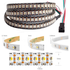 Fita LED SMD 5050 5V SK6812 RGBNW 144 LEDs/m 1 m IP67 Capa Pl&aacute;stica Branca Flex&iacute;vel