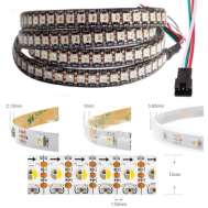Fita LED SMD 5050 5V SK6812 RGBNW 144 LEDs/m 1 m IP67 Capa Pl&aacute;stica Branca Flex&iacute;vel