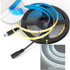 Fita LED SMD flex&iacute;vel 8 mm, 5 m por rolo, 528 LEDs/m, 6000K (branco frio), 12V, n&atilde;o &agrave; prova d'&aacute;gua, FC0B Ra09