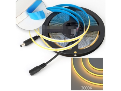 Fita LED SMD flex&iacute;vel 8 mm, 12V, 3000K branco quente, 480 LEDs/m, 5 m rolo, n&atilde;o &agrave; prova d'&aacute;gua, FC0B Ra09 - Imagem 1