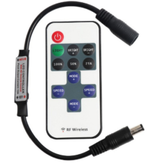 Controlador LED RF 11 teclas 5&ndash;24V preto com conector DC 5,5&times;2,1