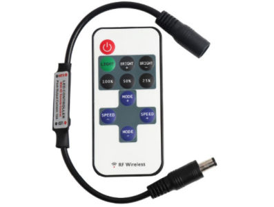 Controlador LED RF 11 teclas 5&ndash;24V preto com conector DC 5,5&times;2,1 - Imagem 1
