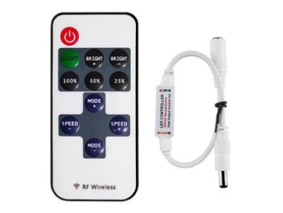 Controlador RF (radiofrequ&ecirc;ncia) 11 teclas 5-24V para fitas LED com conector DC branco 5,5&times;2,1 - Imagem 1