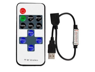Controlador RF 11 teclas 5-24V para fitas e cord&otilde;es LED com interface USB - Imagem 1