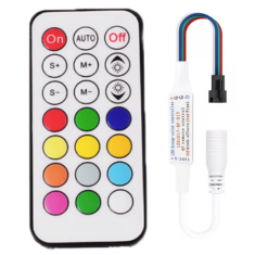 Controlador RF 21 teclas 5-24V para fitas e cord&otilde;es LED
