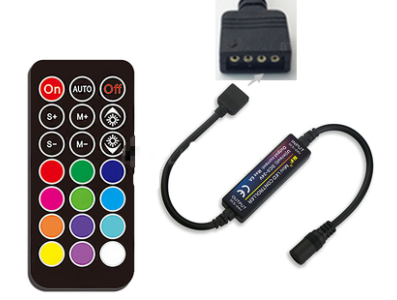 Controlador RGB 21 teclas 4 pinos para fita LED 5050 5 a 24 V com bateria - Imagem 1