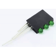 Suporte para LED 3 mm verde com tr&ecirc;s furos e LED integrado