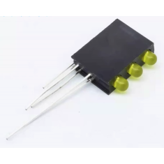 Indicador LED amarelo 3 mm com suporte de tr&ecirc;s furos