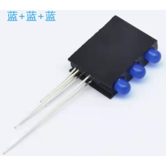 Porta-LED triplo 3 mm azul com LED indicador integrado