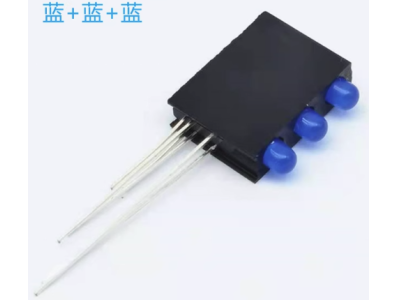 Porta-LED triplo 3 mm azul com LED indicador integrado - Imagem 1
