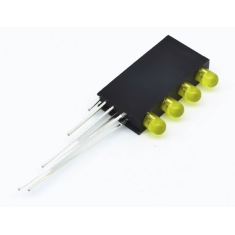 Suporte 4 furos para LED indicador amarelo 3 mm com LED