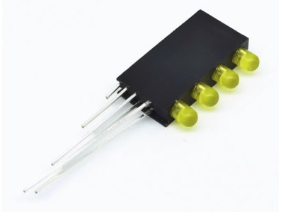 Suporte 4 furos para LED indicador amarelo 3 mm com LED - Imagem 1