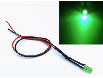 LED indicador verde 3 mm 5 a 9 V com cabo de 20 cm - Imagem 1
