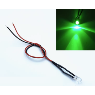 LED indicador LG 3 mm verde puro, lente transparente (water clear), 5 a 9 V, cabo 20 cm