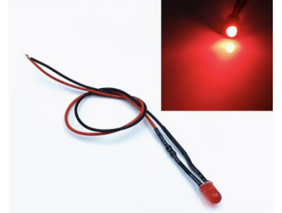 LED indicador vermelho 3 mm 12 a 18 V com cabo 20 cm (LG) - Imagem 1