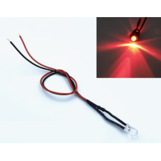 Indicador LED LG vermelho, lente transparente, 3 mm, 12 a 18 V, cabo 20 cm