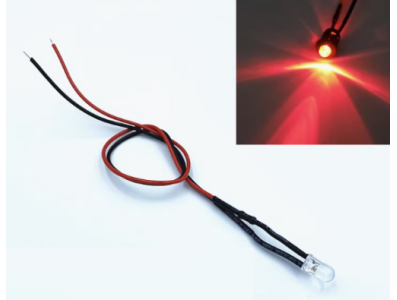 Indicador LED LG vermelho, lente transparente, 3 mm, 12 a 18 V, cabo 20 cm - Imagem 1
