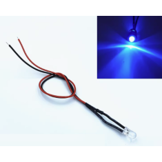 LED indicador azul water clear 3 mm 12-18V com cabo 20 cm LG