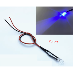 Indicador LED roxo 3 mm 12-18V com cabo 20 cm