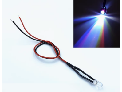 Indicador LED RGB 3 mm transparente 12-18 V pisca lento cabo 20 cm - Imagem 1