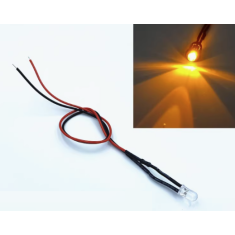 LED indicador laranja 5 mm 3 V com lente transparente e cabo de 20 cm