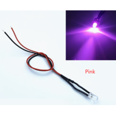LED Indicador 5 mm Rosa Water Clear 5-9V com Cabo 20 cm