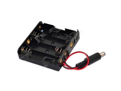 Caixa porta-pilhas 4x AA com conector DC sem tampa - Imagem 1