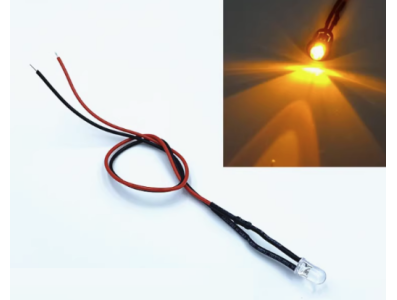 LED indicador laranja 5 mm 48&ndash;72 V com cabo de 20 cm e lente transparente - Imagem 1