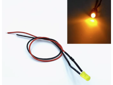 LED indicador amarelo 5 mm 110 V com cabo de 20 cm - Imagem 1