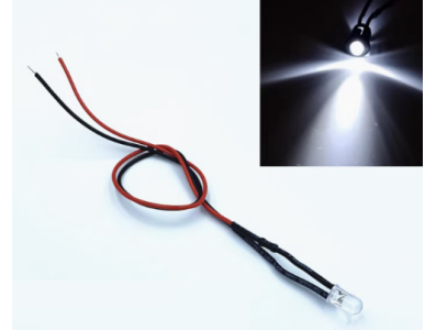Indicador LED branco 5 mm 110V com cabo 20 cm - Imagem 1