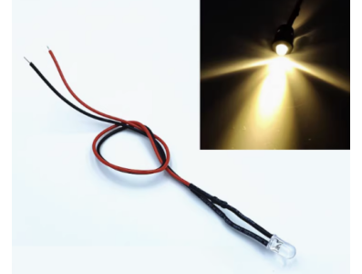 Indicador LED LG 5 mm 220V branco quente com cabo 20 cm - Imagem 1