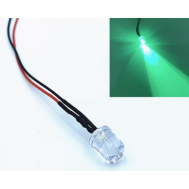 Indicador LED 3 V 8 mm verde puro transparente, cabo 20 cm