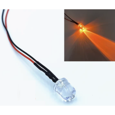 LED indicador laranja 3 mm 3 V com lente water clear e cabo 20 cm